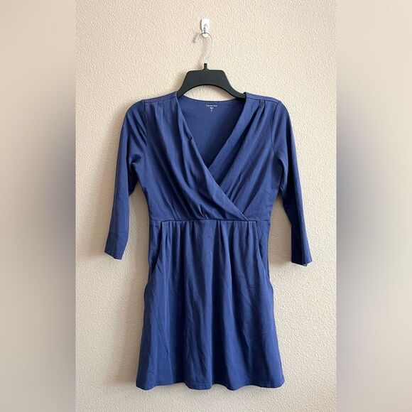 Garnet Hill Faux Wrap Jersey Mini Dress - Picture 1 of 9